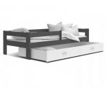 Dětská postel HUGO 160x80 se zásuvkou ŠEDÁ-BÍLÁ